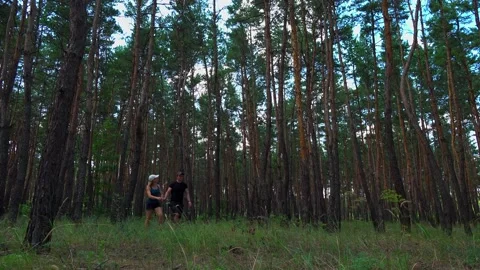 Romantic couple walking in the forest Vídeos de archivo 136511768