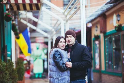 Romantic couple walking Stock Photos