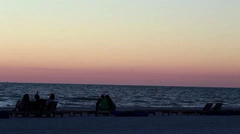 Romantic Couples on the Beach at Sunset Video stock 43052617