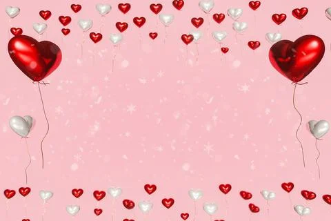 Romantic creative composition. Happy Valentine's Day. Realistic 3d festive de Stock Illustration