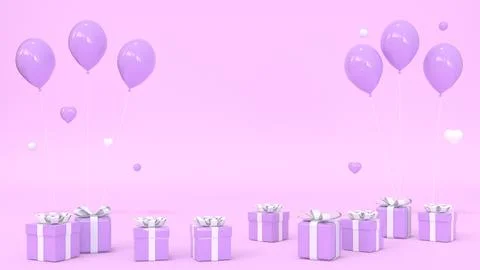 Romantic creative composition. Happy Valentine's Day. Realistic 3d festive de Stock Illustration