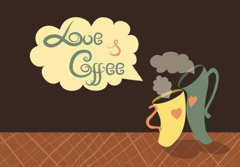 Romantic cups of coffee Stock Illustration