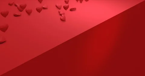 Romantic cute red falling polygonal hearts. Valentines Day. event background. 3D Video stock 124438086