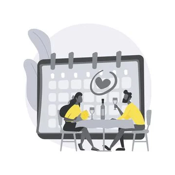 Romantic date abstract concept vector illustration. Stock Illustration