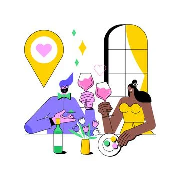 Romantic date abstract concept vector illustration. Stock Illustration