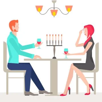 Romantic date, couples in love Stock Illustration