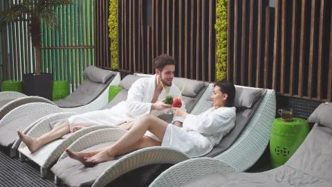 Romantic date for couples in the Spa center, Spa programs for two Stock Photos