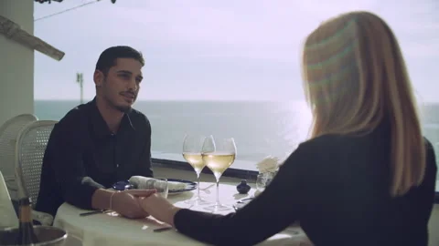 Romantic date of a loving couple hold hands while enjoying the view in the Amalf Stock Footage 199459924
