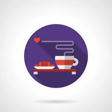 Romantic date round purple flat vector icon Stock Illustration