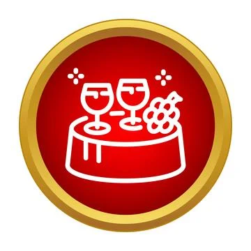 Romantic date table with wine glasses icon Stock Illustration