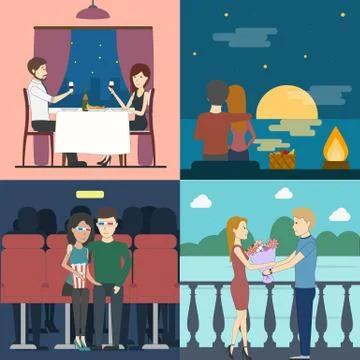 Romantic dating set. Stock Illustration