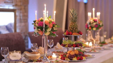 Romantic Decor Banquet Table 스톡 동영상 39769000