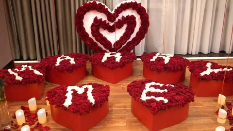 Romantic decor elements for marriage applications. Lots of heart-shaped roses. 動画素材 141597740