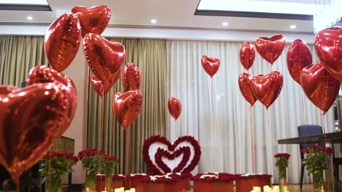 Romantic decor elements for marriage applications. Lots of heart-shaped roses 動画素材 141597825