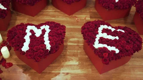 Romantic decor elements for marriage applications. Lots of heart-shaped roses 動画素材 141598227