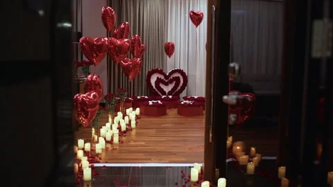 Romantic decor elements for marriage applications. Lots of heart-shaped roses. 動画素材 141598467