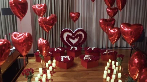 Romantic decor elements for marriage applications. Lots of heart-shaped roses. 動画素材 141598603