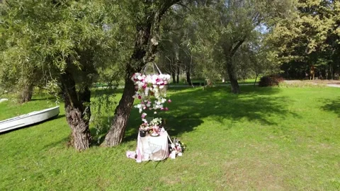 Romantic decor elements for marriage applications. Romantic outdoor dinner. 動画素材 141600953