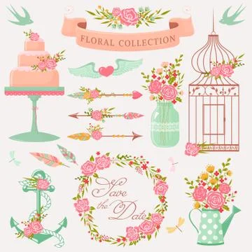 Romantic design elements. Illustrazione stock