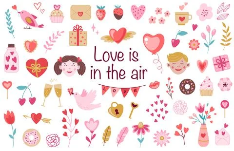 Romantic design elements for Valentine's day. Ilustração Stock