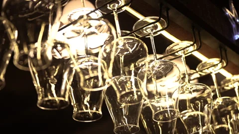 Romantic dinner atmosphere with wine glasses and... Stock Footage 322933746