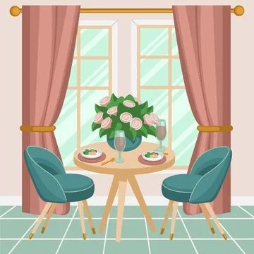 Romantic dinner in a cafe or restaurant. Stock Illustration