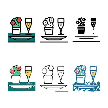 Romantic dinner color set icon vector Stock Illustration