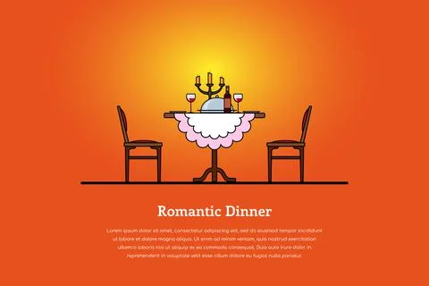 Romantic dinner concept Stock Illustration
