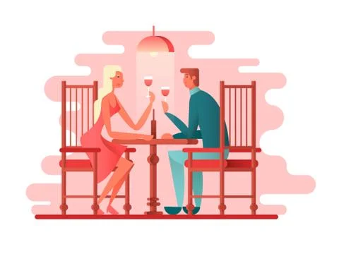 Romantic dinner a couple of lovers Stock Illustration