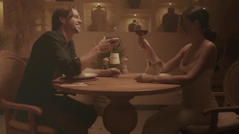 Romantic Dinner Date for Couple Stock Footage 302330707