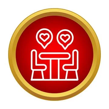 Romantic dinner date icon with table and chairs Stock Illustration