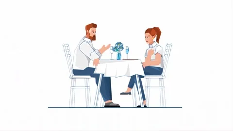Romantic Dinner Date at Restaurant 2D Animation 動画素材 278455653