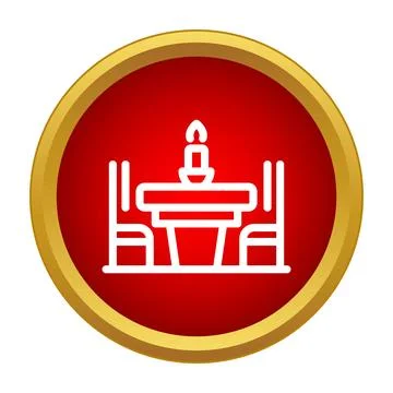 Romantic dinner date table with lit candle icon Stock Illustration