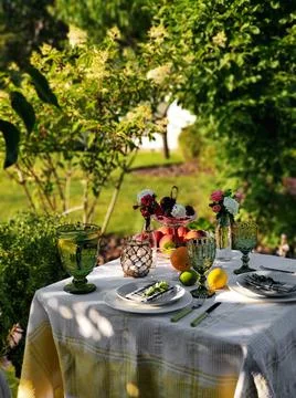 Romantic dinner in the garden Stock Photos