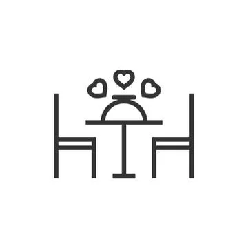 Romantic dinner icon in flat style. Cafe vector illustration on white isolate Stock Illustration