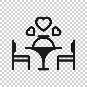 Romantic dinner icon in flat style. Cafe vector illustration on white isolate Stock Illustration