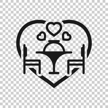 Romantic dinner icon in flat style. Cafe vector illustration on white isolate Stock Illustration