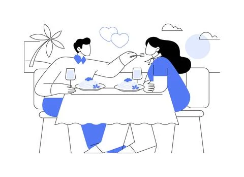Romantic dinner isolated cartoon vector illustrations. 스톡 일러스트