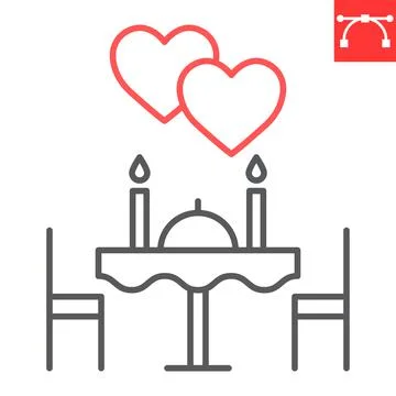Romantic dinner line icon Stock Illustration