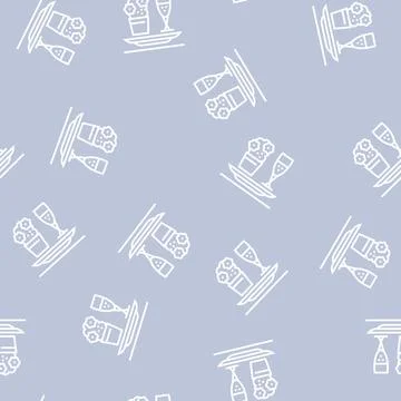 Romantic dinner line seamless pattern Stock Illustration