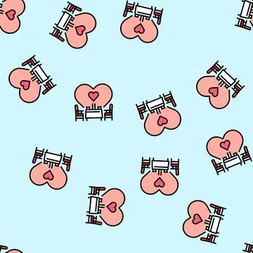 Romantic dinner love vector seamless pattern Stock Illustration