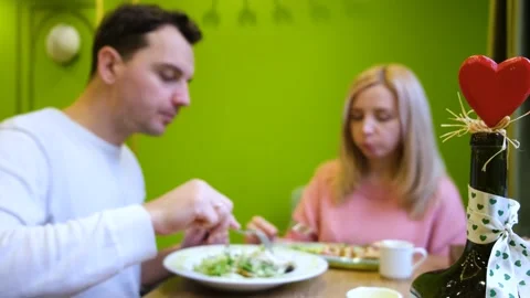 Romantic dinner of a married couple of a man and a woman Stock Footage 169964965