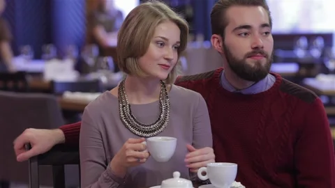 Romantic dinner in the restaurant Stock Footage 252597911