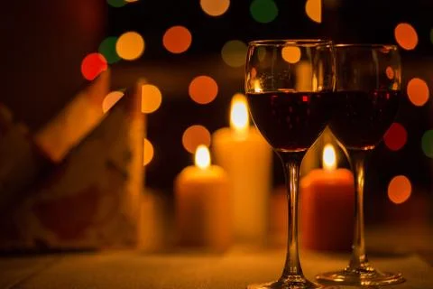 Romantic dinner in the restaurant Stock Photos