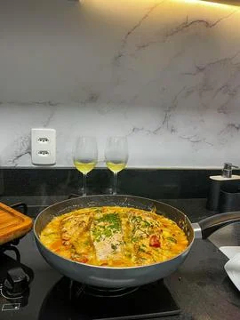 A  romantic dinner with salmon Stock Photos