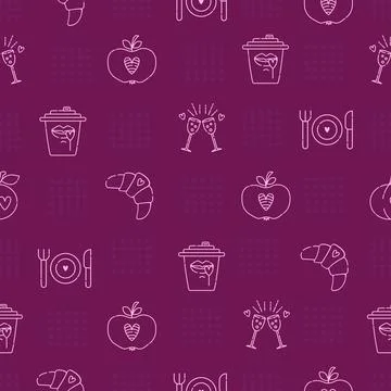 Romantic dinner seamless pattern Stock Illustration