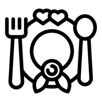 Romantic dinner setting with fork and spoon decorated with hearts Illustrazione stock