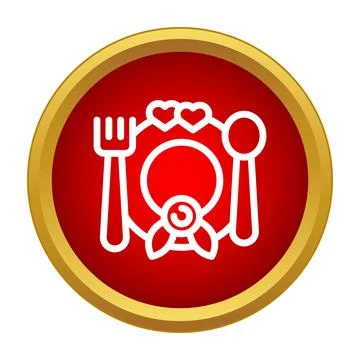 Romantic dinner setting icon with hearts and cutlery Stock-Illustration