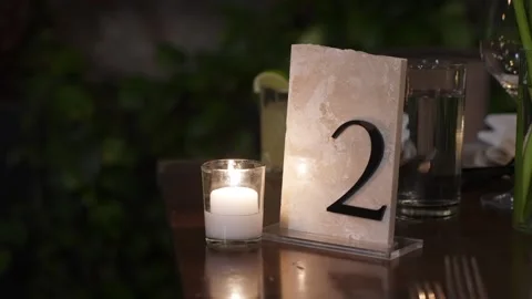 Romantic Dinner Setting, Serene Dinner Scene Illuminated By Flickering Candles Stock Footage 323775788