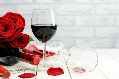 Romantic dinner setting for Valentines Day Stock Photos